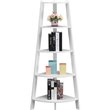 Pemberly Row Modern 5-Tier Wide Corner Bookcase in White Wood