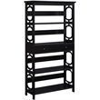 Pemberly Row Modern 5-Tier Bookcase with Drawer in Black Wood