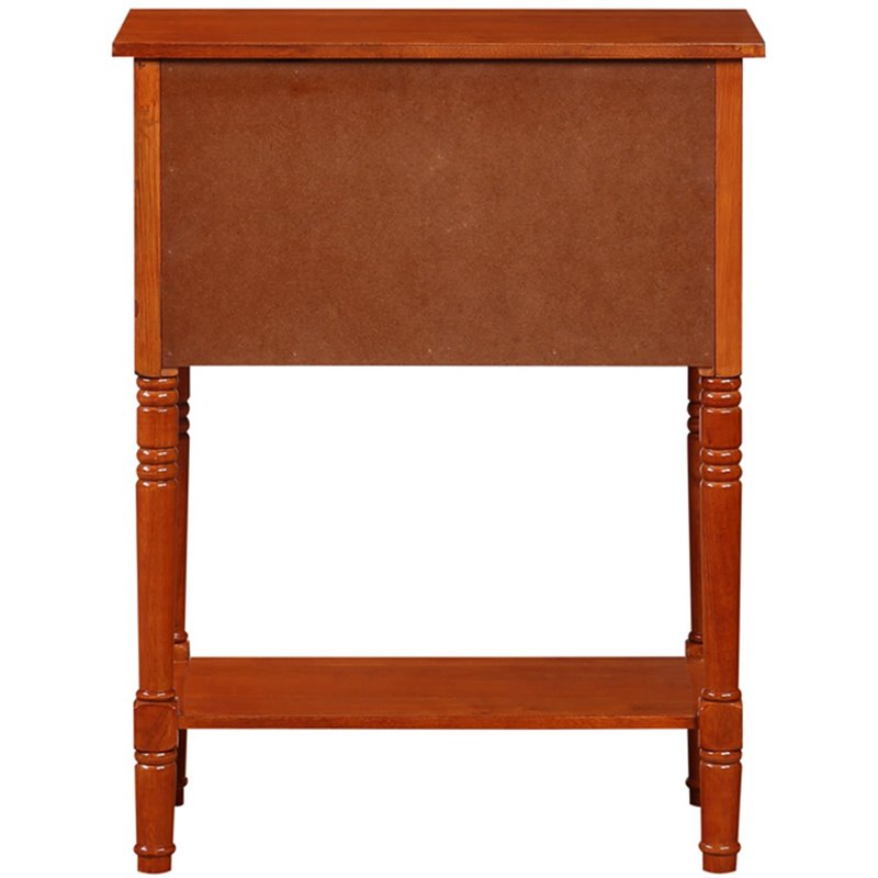 Pemberly Row Three-Drawer Hall Table with Shelf in Cherry Wood