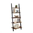 Pemberly Row Contemporary Bookshelf Ladder in Nutmeg Wood Finish
