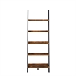 Pemberly Row Contemporary Bookshelf Ladder in Nutmeg Wood Finish