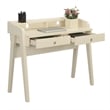 Pemberly Row Deluxe Two-Drawer Desk with Shelf in Ivory Wood Finish