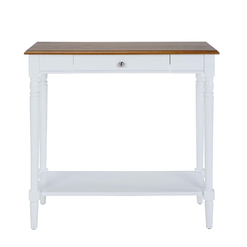 Pemberly Row One-Drawer Hall Table with Shelf in White Wood Finish