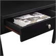 Pemberly Row Deluxe Two-Drawer Desk with Shelf in Black Wood Finish