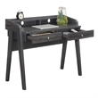 Pemberly Row Deluxe Two-Drawer Desk with Shelf in Gray Wood Finish