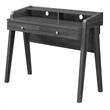Pemberly Row Deluxe Two-Drawer Desk with Shelf in Gray Wood Finish