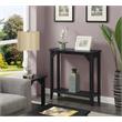 Pemberly Row Modern Hall Table with Shelf in Black Wood Finish