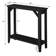 Pemberly Row Modern Hall Table with Shelf in Black Wood Finish