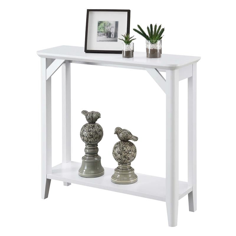 Pemberly Row Modern Hall Table with Shelf in White Wood Finish