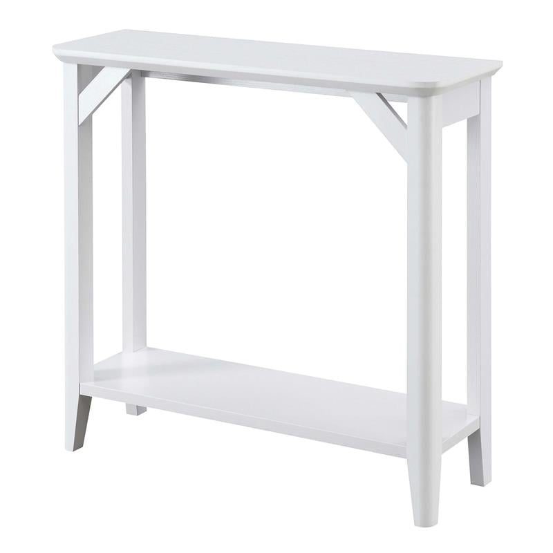 Pemberly Row Modern Hall Table with Shelf in White Wood Finish