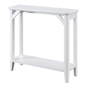 Pemberly Row Modern Hall Table with Shelf in White Wood Finish