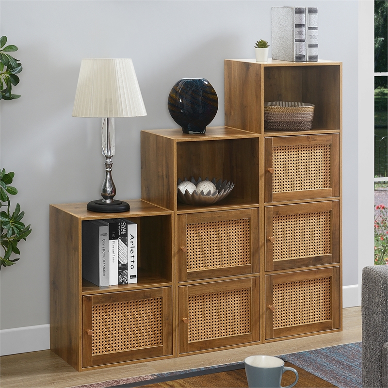 Pemberly Row Two-Door Cabinet with Shelf in Caramel Wood Frame Finish