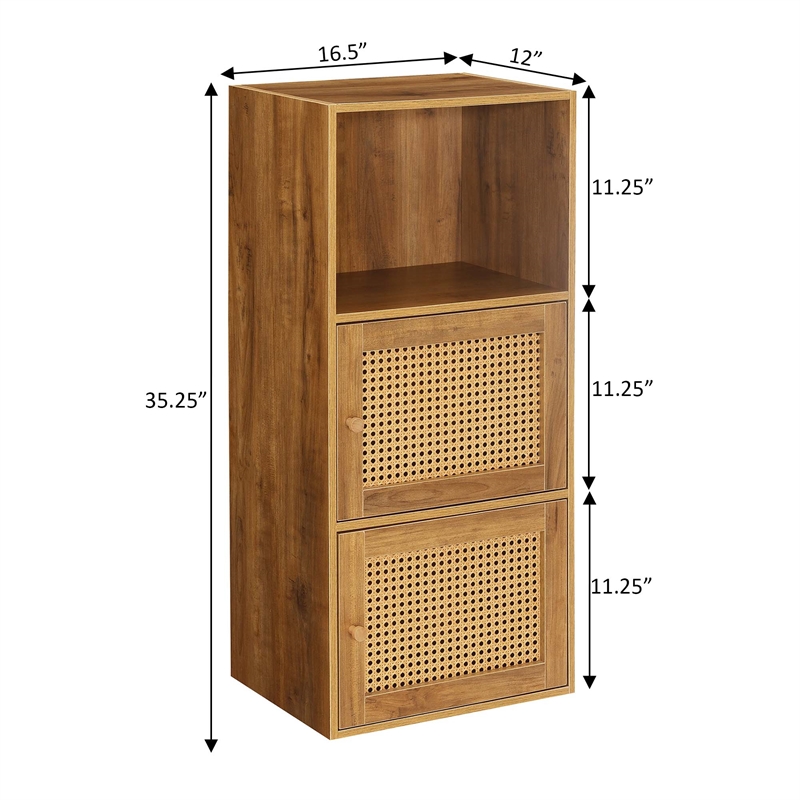 Pemberly Row Two-Door Cabinet with Shelf in Caramel Wood Frame Finish
