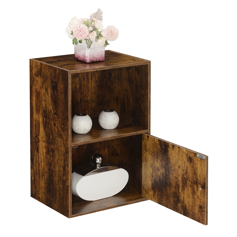 Pemberly Row One-Door Cabinet with Shelf in Walnut Wood Finish
