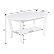 Pemberly Row Oval Coffee Table with Shelf in White Wood Finish
