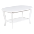 Pemberly Row Oval Coffee Table with Shelf in White Wood Finish