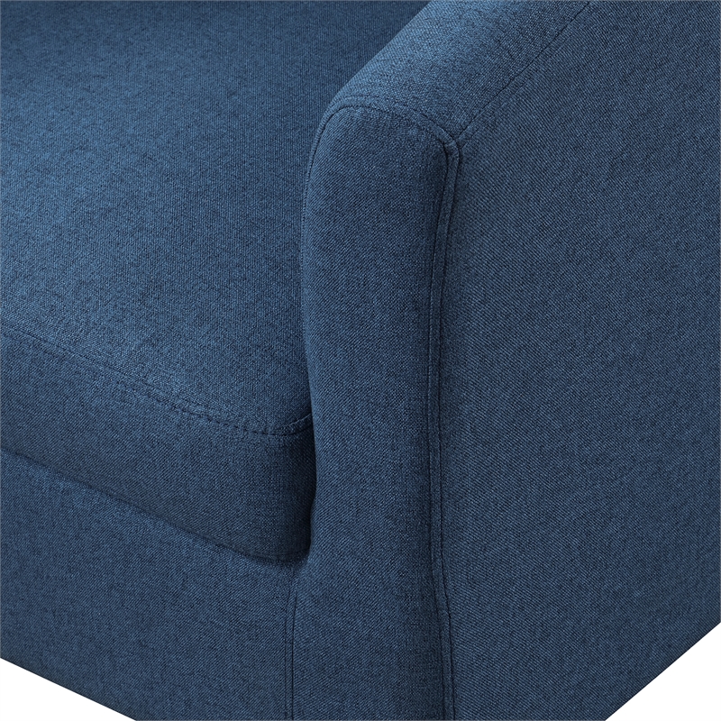 Pemberly Row Modern Accent Chair with Ottoman in Blue Fabric