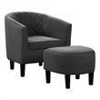 Pemberley Row Upholstered Gray Accent Chair with Ottoman Barrel Diamond Pattern 27.75