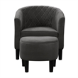 Pemberley Row Upholstered Gray Accent Chair with Ottoman Barrel Diamond Pattern 27.75