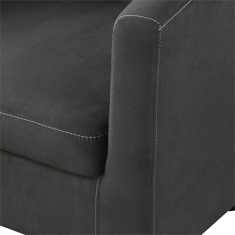 Pemberley Row Upholstered Gray Accent Chair with Ottoman Barrel Diamond Pattern 27.75