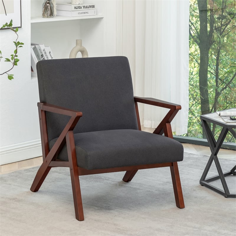 Pemberly Row Modern / Contemporary Accent Chair in Gray Fabric