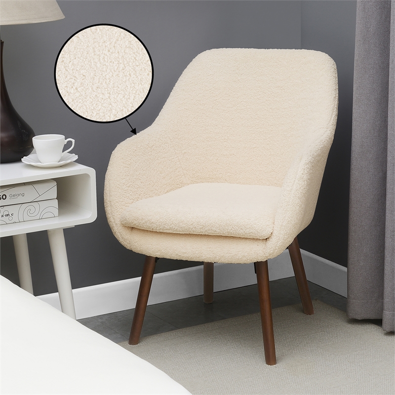 Pemberly Row Modern / Contemporary Accent Chair in Ivory Fabric