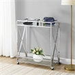 Pemberly Row Contemporary Chrome Metal Glass Bar Cart with Shelf