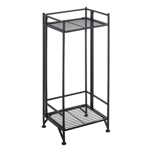 Pemberly Row Contemporary Two-Tier Tall Folding Black Metal Stand
