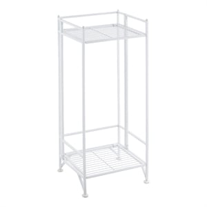 Pemberly Row Contemporary Two-Tier Tall Folding White Metal Stand