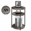 Pemberly Row Three-Tier End Table with USB Ports in Gray Wood Finish