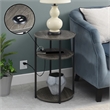Pemberly Row Three-Tier End Table with USB Ports in Gray Wood Finish