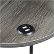 Pemberly Row Three-Tier End Table with USB Ports in Gray Wood Finish