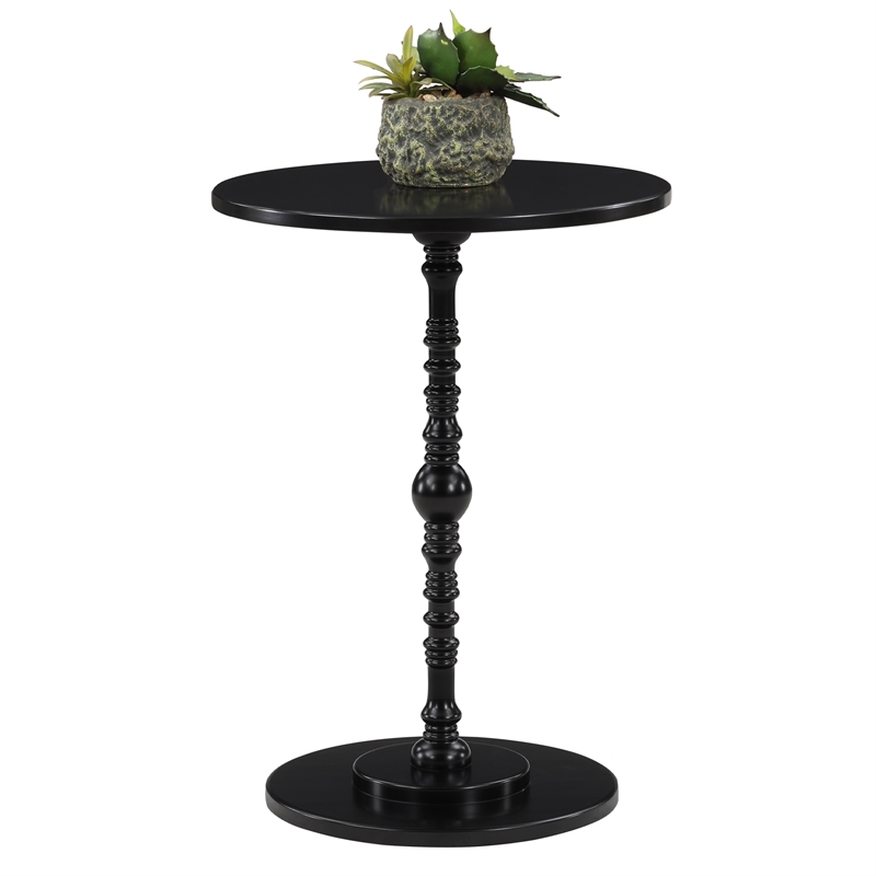 Pemberly Row Contemporary Spindle Table in Black Wood Finish