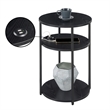 Pemberly Row Three-Tier End Table with USB Ports in Black Wood Finish
