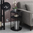 Pemberly Row Three-Tier End Table with USB Ports in Black Wood Finish