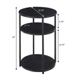 Pemberly Row Three-Tier End Table with USB Ports in Black Wood Finish