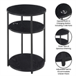Pemberly Row Three-Tier End Table with USB Ports in Black Wood Finish