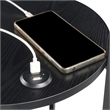 Pemberly Row Three-Tier End Table with USB Ports in Black Wood Finish