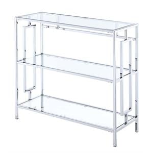 Pemberley Row Glass and Chrome Clear Bookcase Rectangular 31.5&quot x 12&quot x 30&quot Unassembled