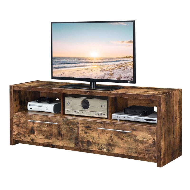 Pemberly Row 60-inch TV Stand with Cabinets and Shelves in Nutmeg Wood