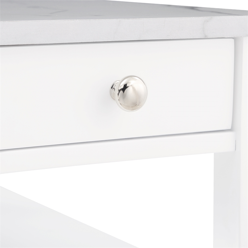 Pemberly Row One-Drawer Chairside End Table with Shelves in White Wood