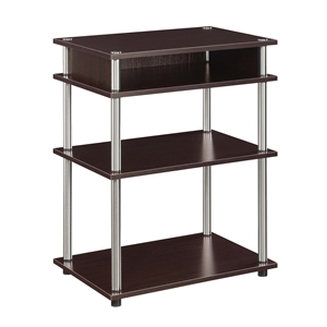 Pemberly Row No-Tools Printer Stand with Shelves in Espresso Wood Finish