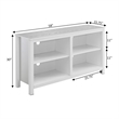 Pemberly Row TV Stand with Shelves for TVs up to 65 Inches in White Wood