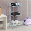 Pemberly Row Three-Tier Folding Metal Shelf with Seafoam Blue Metal Frame