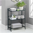 Pemberly Row Three-Tier Wide Folding Metal Shelf with Green Metal Frame