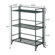Pemberly Row Three-Tier Wide Folding Metal Shelf with Green Metal Frame