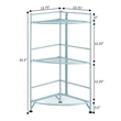 Pemberly Row Three-Tier Folding Metal Corner Shelf with Seafoam Blue Metal Frame