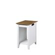 Pemberly Row End Table w/ Charging Station in White & Driftwood Brown Wood