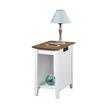 Pemberly Row End Table w/ Charging Station in White & Driftwood Brown Wood
