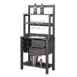 Pemberly Row Serving Bar in Faux Black Marble and Weathered Gray Wood Finish